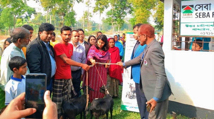 নান্দাইলে ৩০ হতদরিদ্র পরিবারের মাঝে বিনামূল্যে ৬০ ছাগল বিতরণ