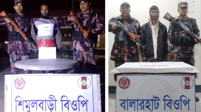 ফুলবাড়ী সীমান্তে বিজিবি’র পৃথক অভিযানে মাদকসহ দুই চোরাকারবারি আটক