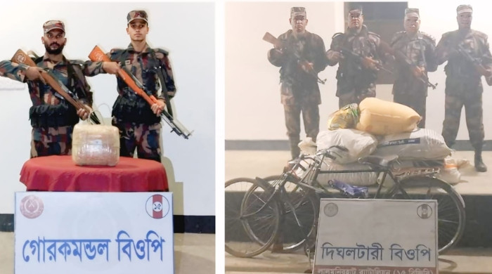 কুড়িগ্রাম সীমান্তে বিজিবির অভিযানে ভারতীয় জিরা-চিনি ও গাঁজা জব্দ