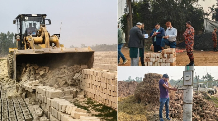 নকলা উপজেলায় অবৈধ ইটভাটায় অভিযান: ২২ লাখ ৫০ হাজার টাকা জরিমানা