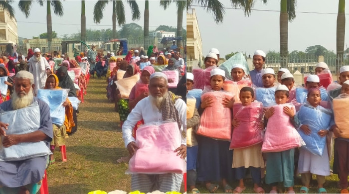 নান্দাইলে ৪ শতাধিক এতিম অসহায় শীতার্তদের মাঝে কম্বল বিতরণ