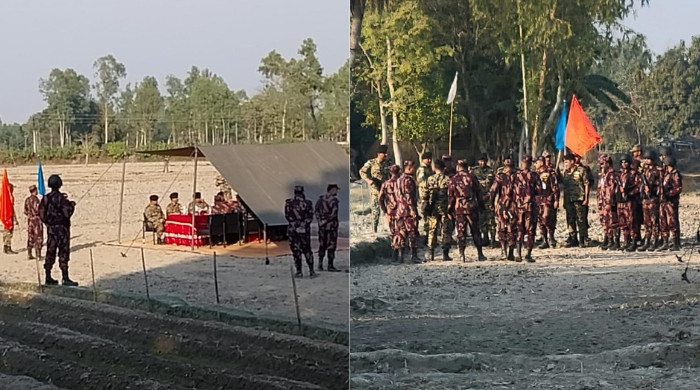 আন্তর্জাতিক আইন লঙ্ঘন করে সীমান্তে বিএসএফের সড়ক নির্মাণ; বিজিবি-বিএসএফের পতাকা বৈঠক