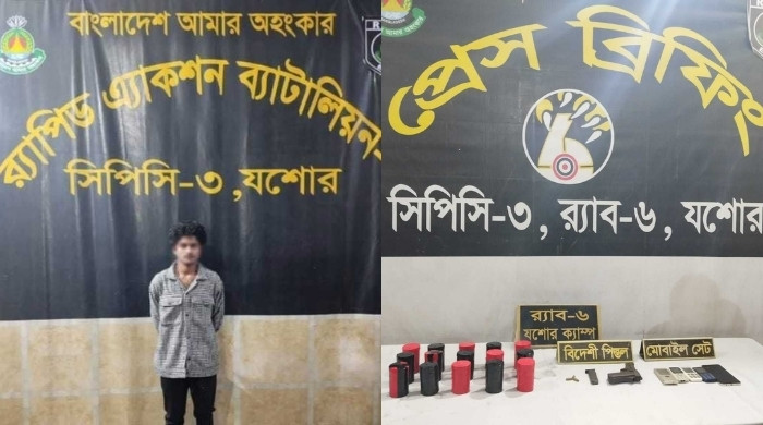 যশোরে সন্ত্রাসী গোল্ডেন সাব্বির আটক, পিস্তল-ককটেল উদ্ধার