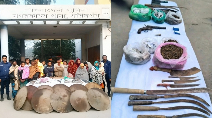 ফরিদপুরে যৌথ বাহিনীর অভিযানে বিপুল অস্ত্র ও মাদক উদ্ধার, নারীসহ আটক ১৮