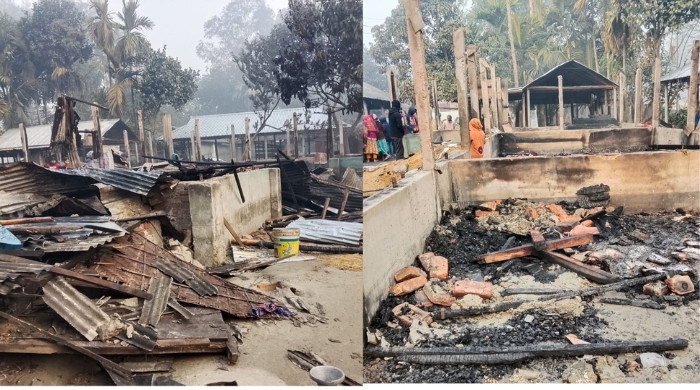 রাজারহাটে ভয়াবহ অগ্নিকাণ্ডে ৫টি পরিবারের ১২ ঘরসহ ৪০ লক্ষাধিক টাকার ক্ষয়ক্ষতি