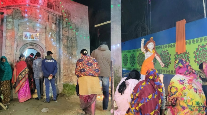 ফুলবাড়ীর জমিদারবাড়ির শিব মন্দিরে চতুদর্শী ব্রত পালনে ভক্তের ঢল